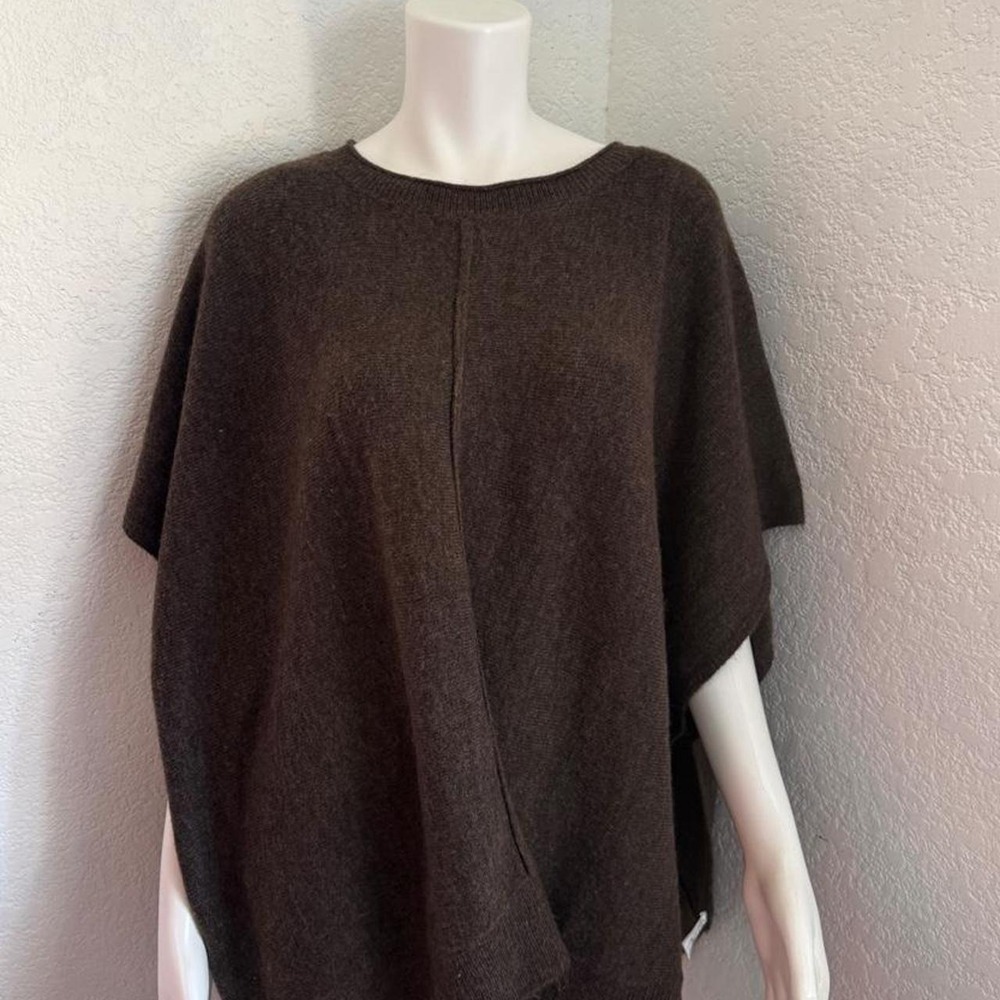 Kori America Oversized Poncho Sweater Brown S/M Dolman Cape Cozy Knit Soft